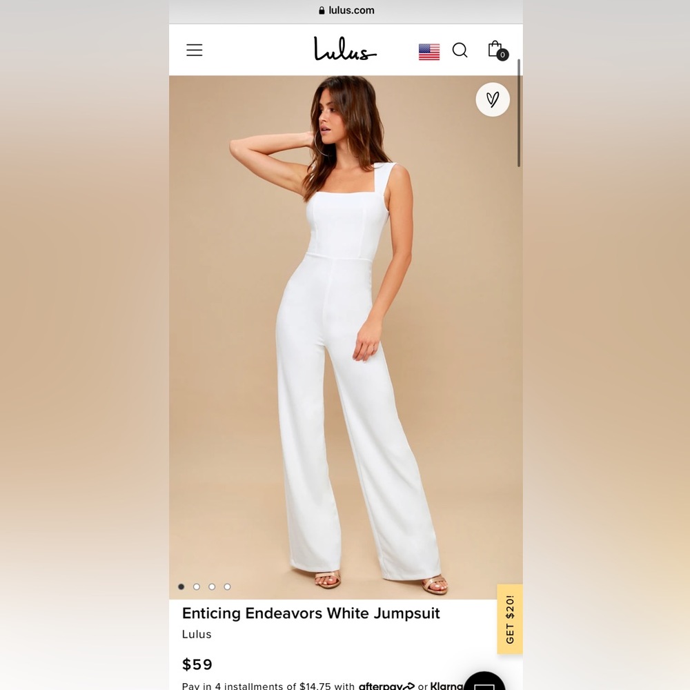 Lulu's White Jumpsuit "Enticing Endeavors"
